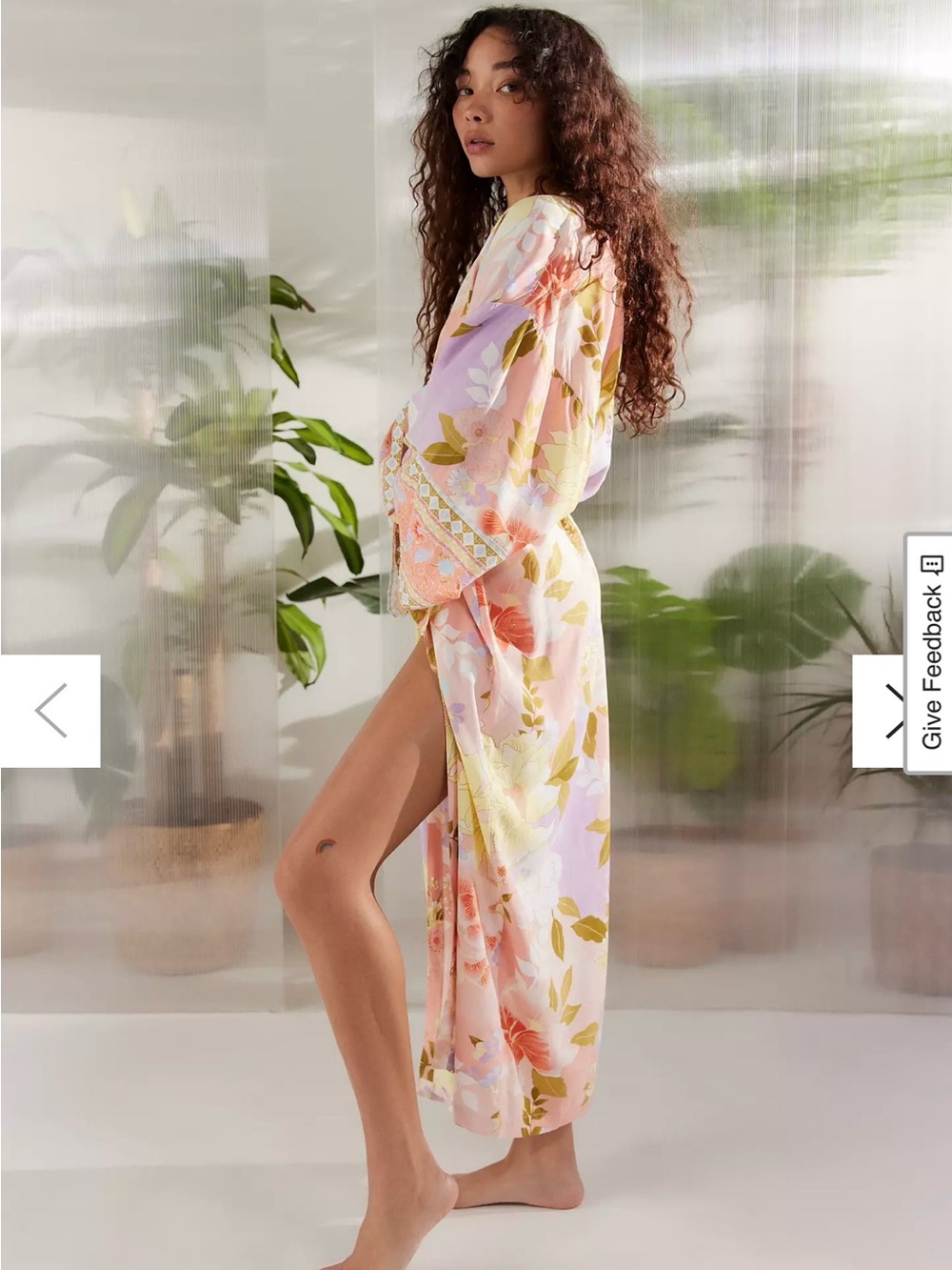 Billabong Head Over Heels Peach Pink Purple Floral Cover-Up Lightweight Robe S/M